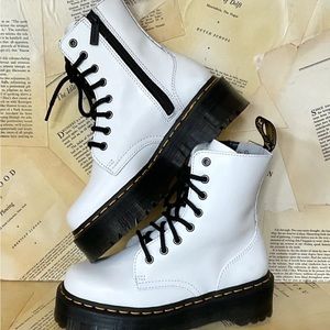 Free People Dr Martens Jadon Leather Boot White Smooth Leather